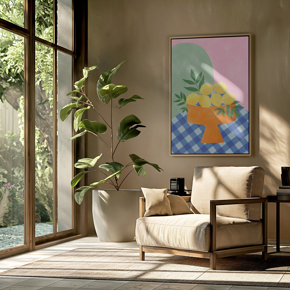 Yellow Lemons with Green Leaves | Poster