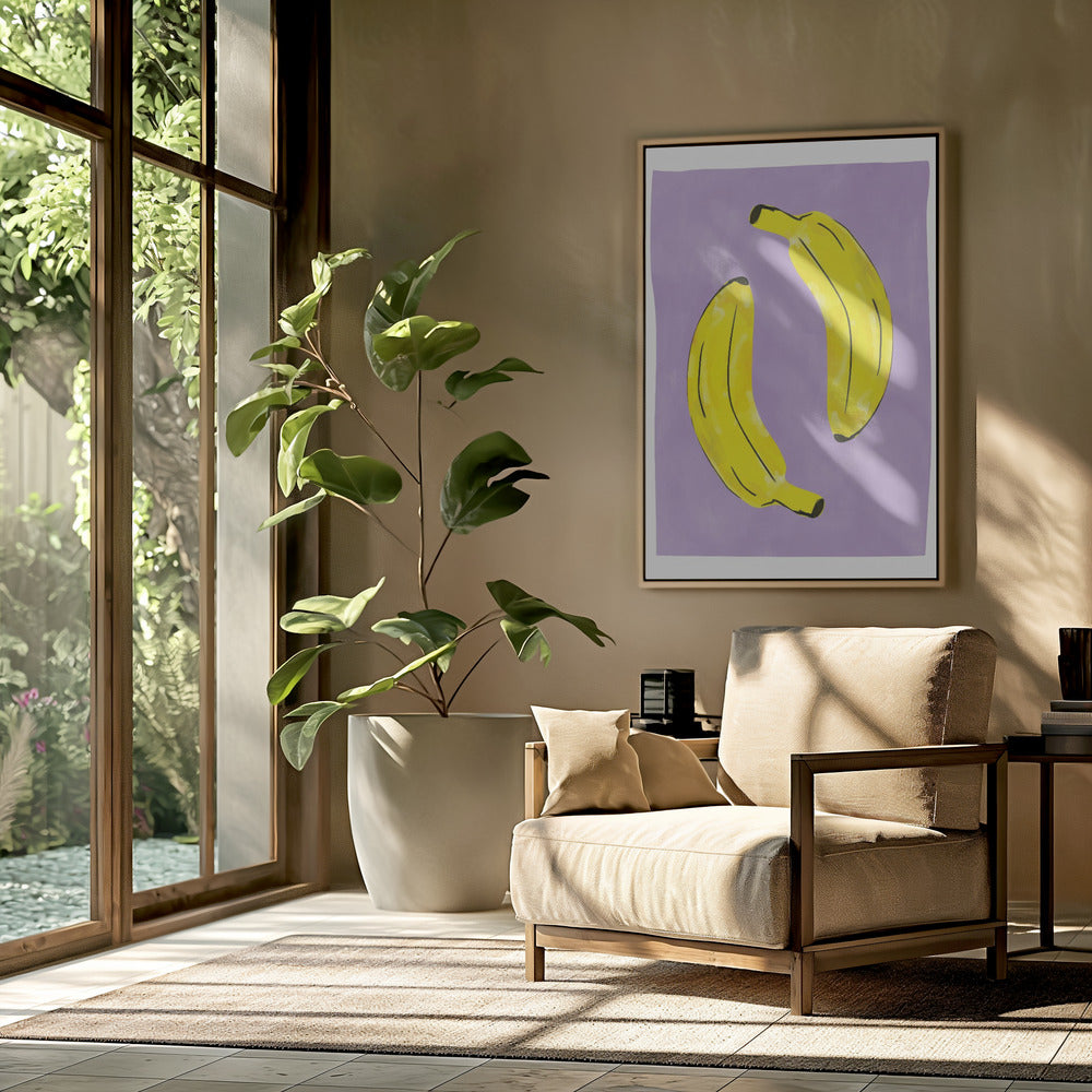 Two Vibrant Yellow Bananas | Poster