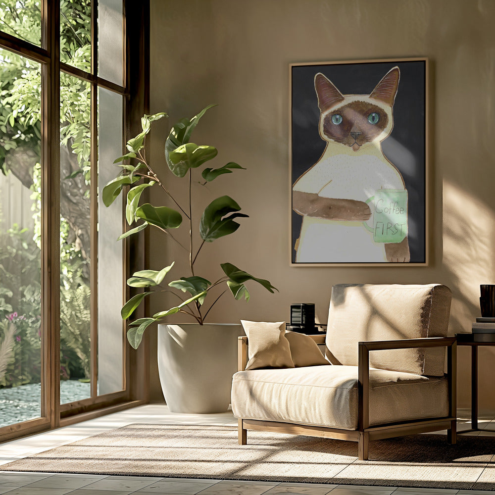 coffee cat 2 Siamese | Poster