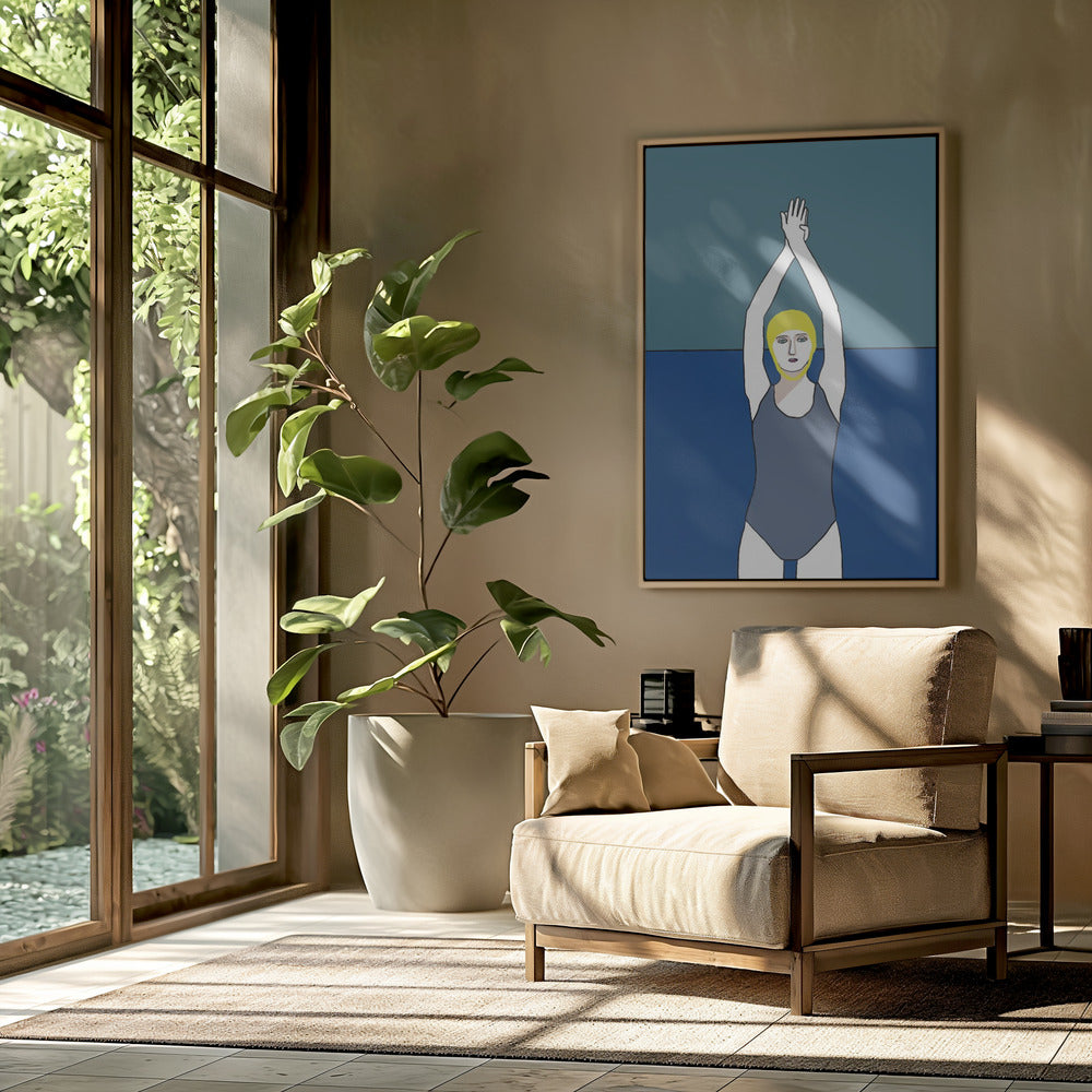 Swimmer with Yellow Cap | Poster