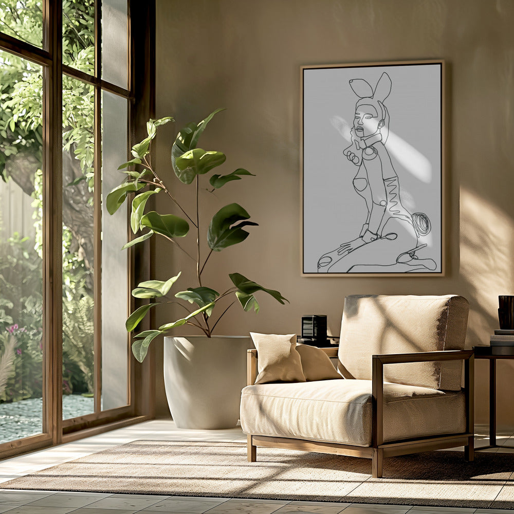 Line Drawing of Bunny Lady | Poster