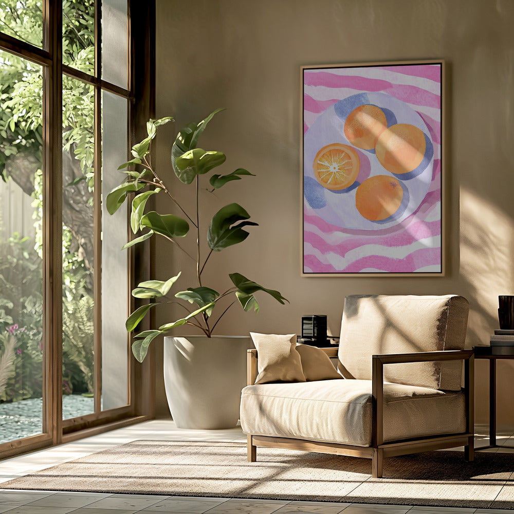 Orangen auf Teller | Poster