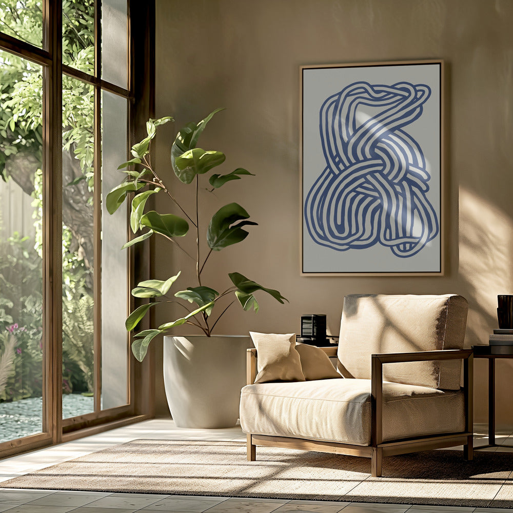 Line art organic shape in blue 02 | Poster