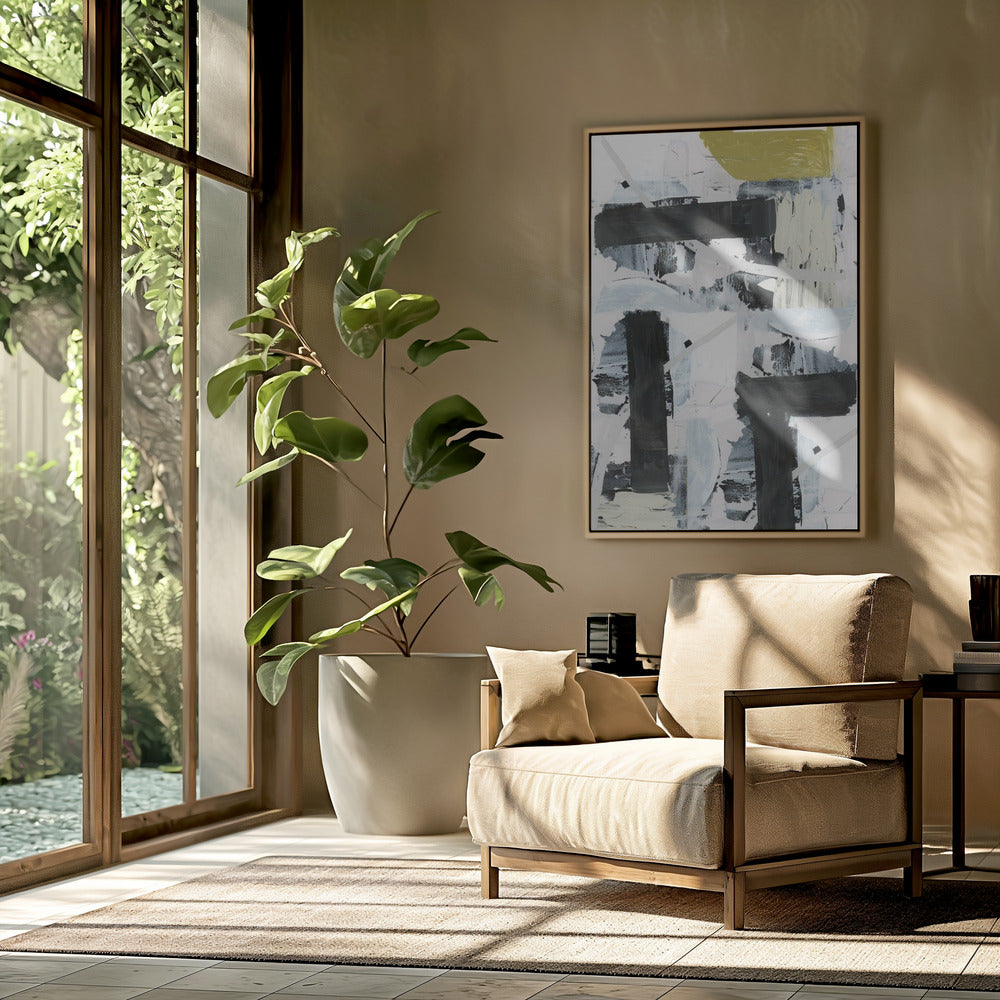 Black and White and Gold Abstract 1 | Poster