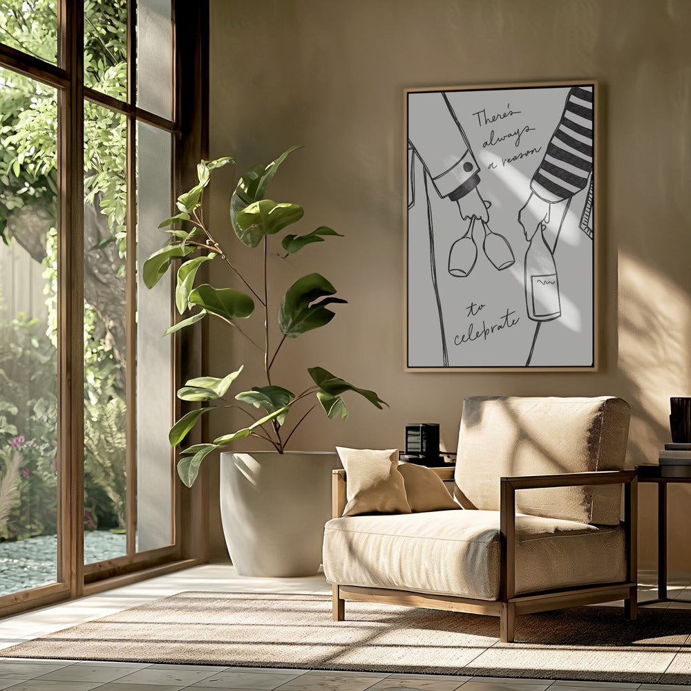 Woman holding wine bottle and wine glass (Black &amp; White) - Wine Vin Femme Noir et Blanc | Poster