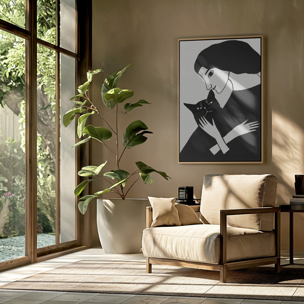 Cat Lady with Black Cat | Poster