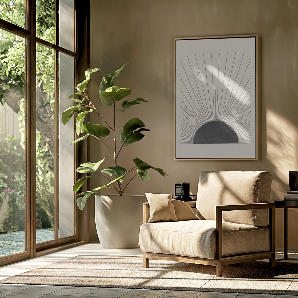 Woodblock The sun Illustration | Poster