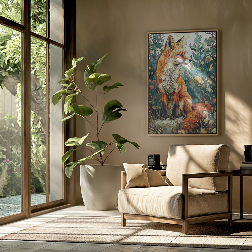 Animal watercolor art Fox 13 | Poster