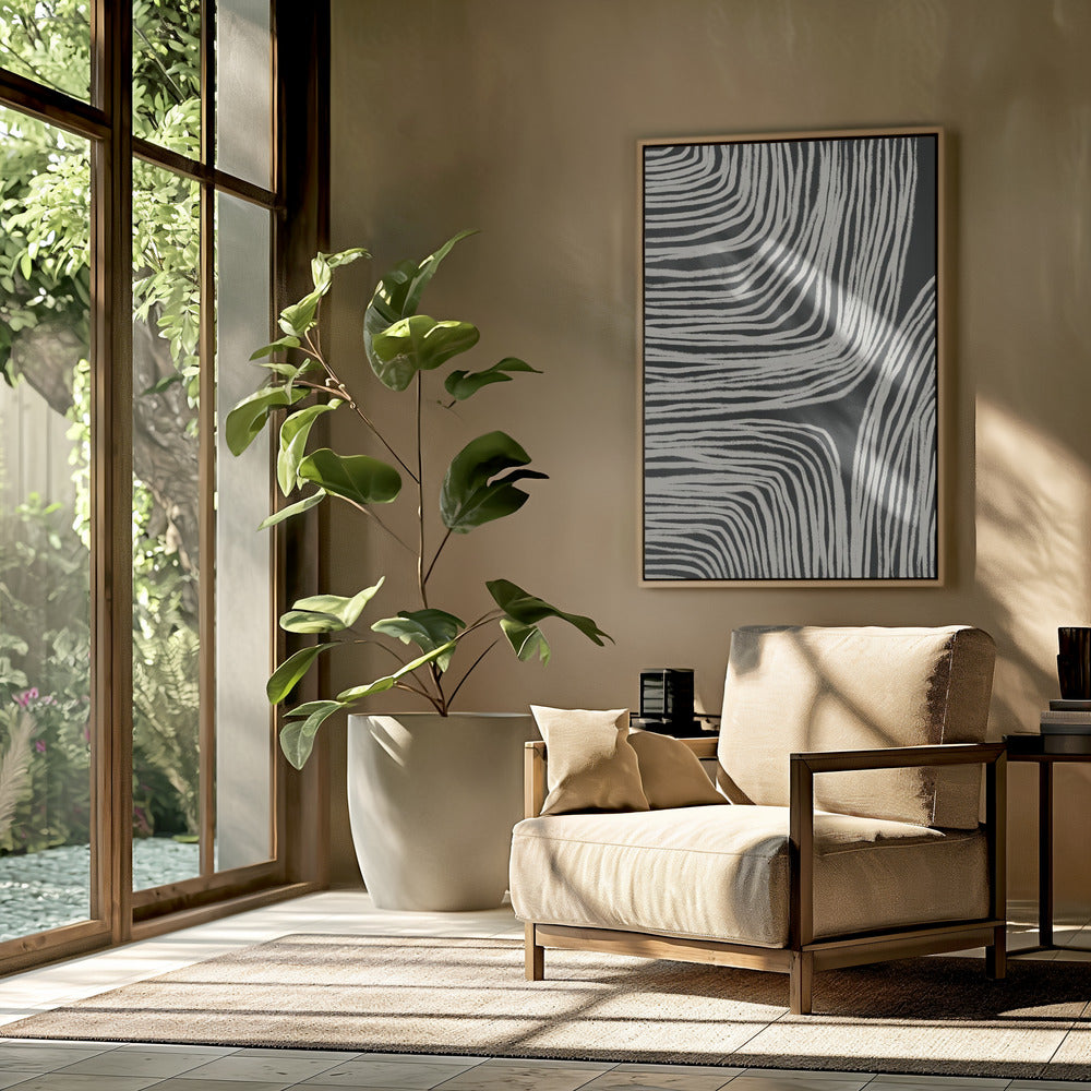 Monochrome Organic Wavy Lines | Poster