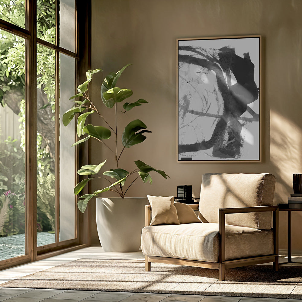 Black &amp; Grey Ink Abstract Art Print | Poster