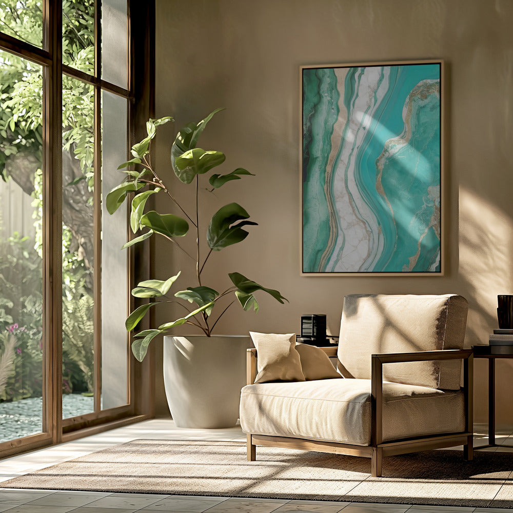 Green And Turquoise Patterns With Marbled Textures | Poster