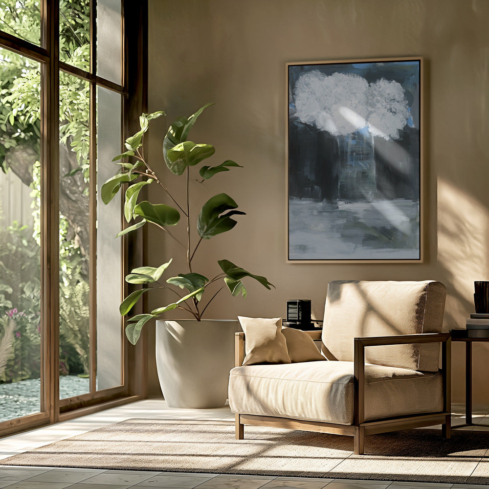 White Snowball Viburnum In Vase On Black Background | Poster