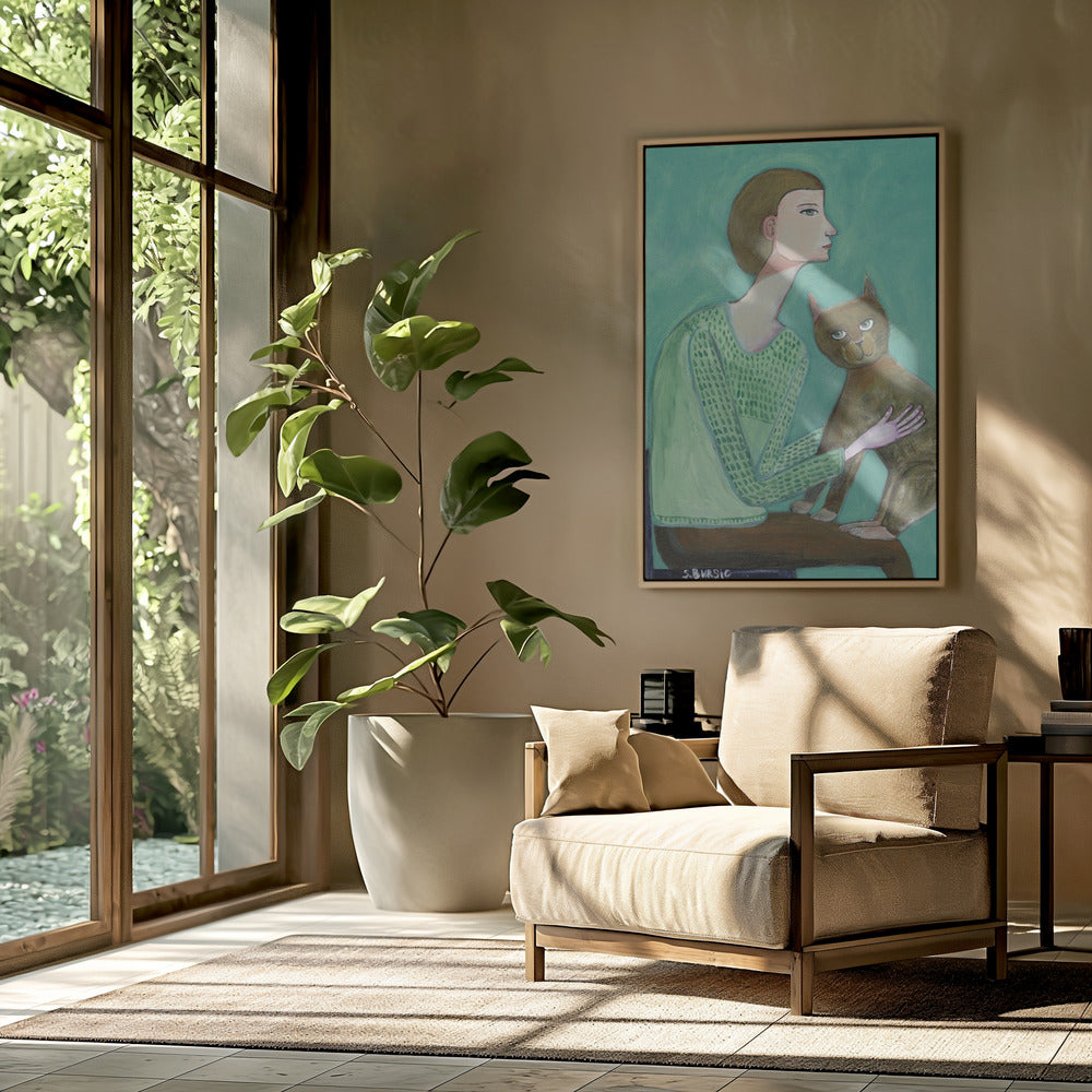 Woman with cat | Poster