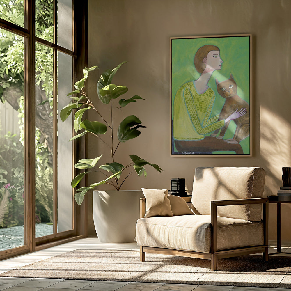 Woman with cat | Poster