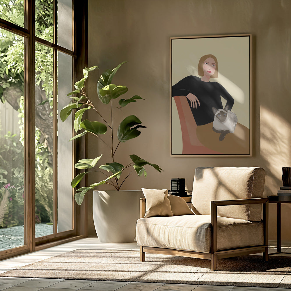 Lady with cat | Poster