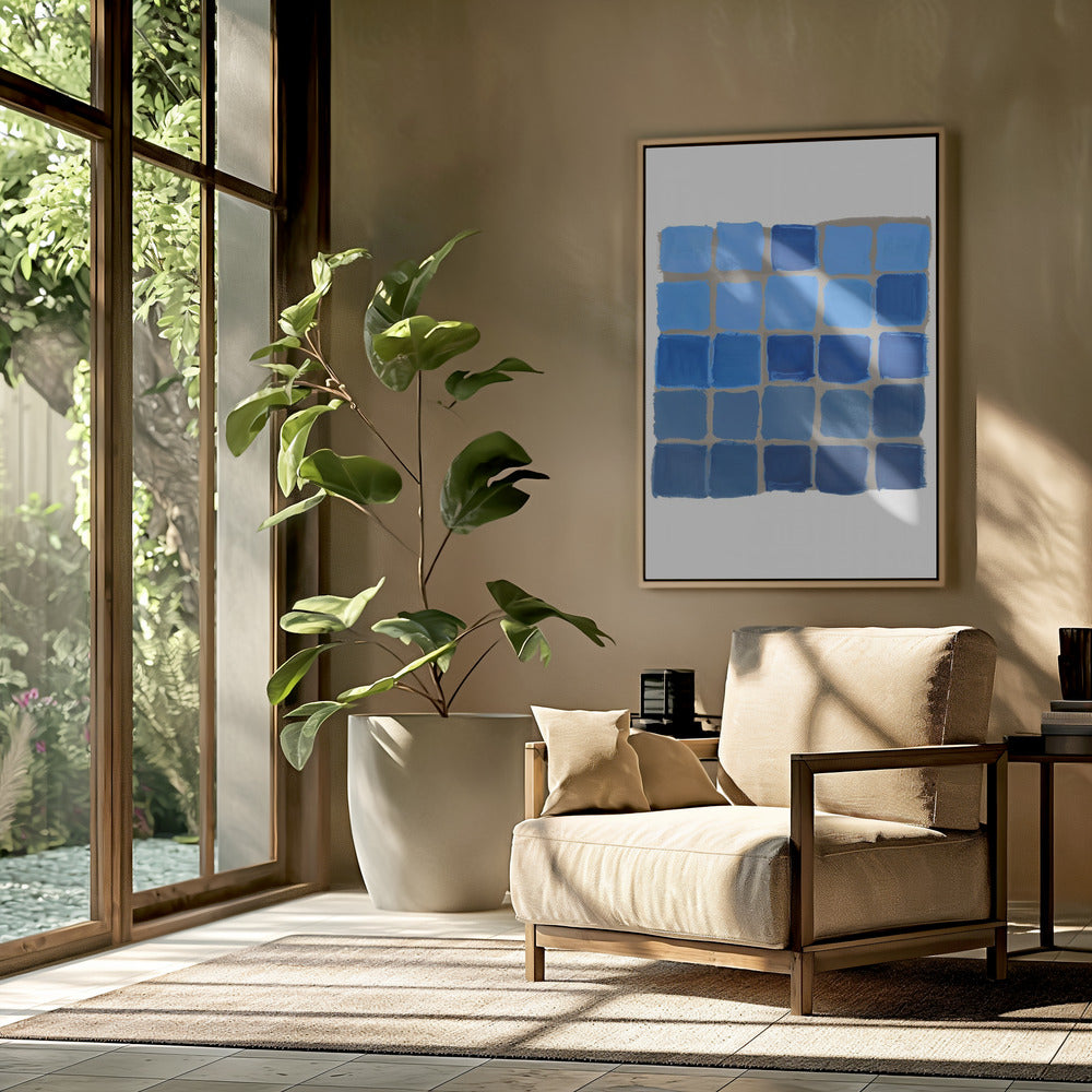 Blue Checkered Square Print | Poster