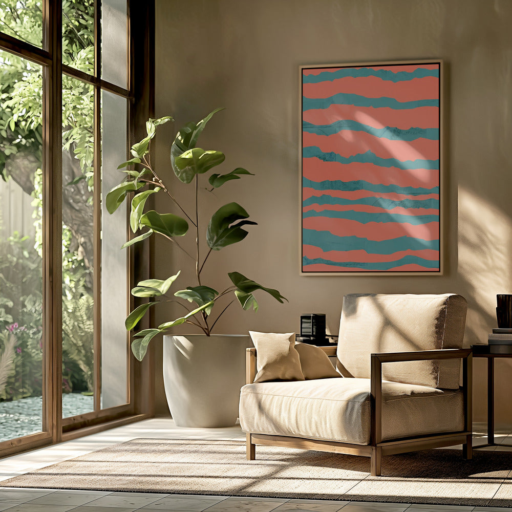Turquoise &amp; Coral Abstraction 3 | Poster