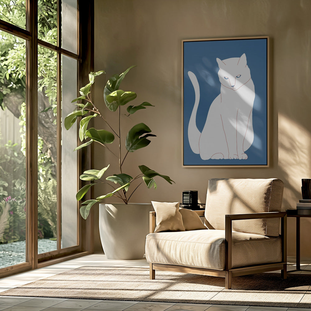 White and blue cat | Poster