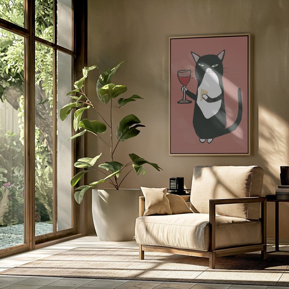Cat with wine | Poster