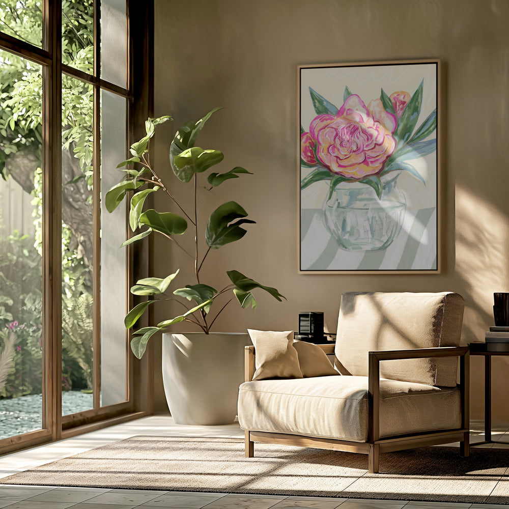 Peony in Glass Vase | Poster