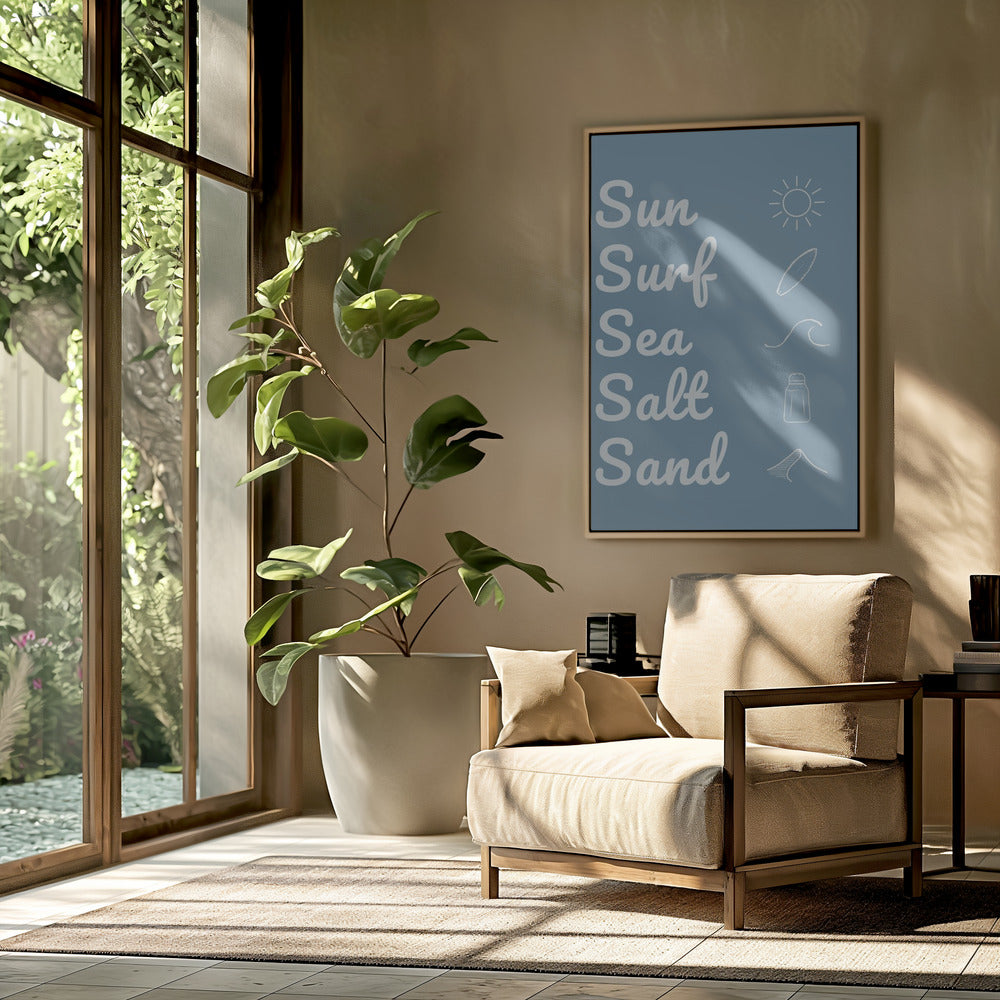 Sun Surf Sea Salt Sand Dark Blue | Poster