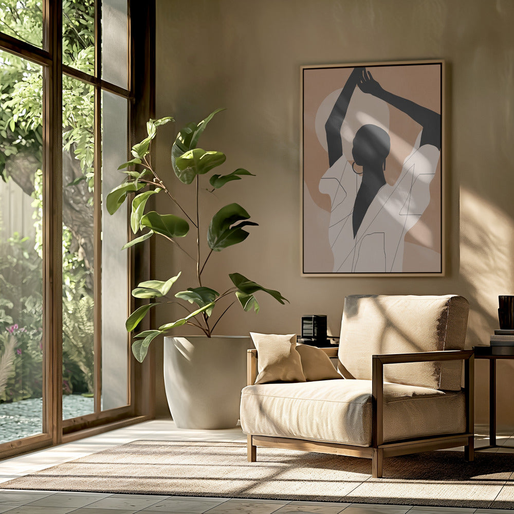 Minimal Abstract Art Sunset Girl | Poster