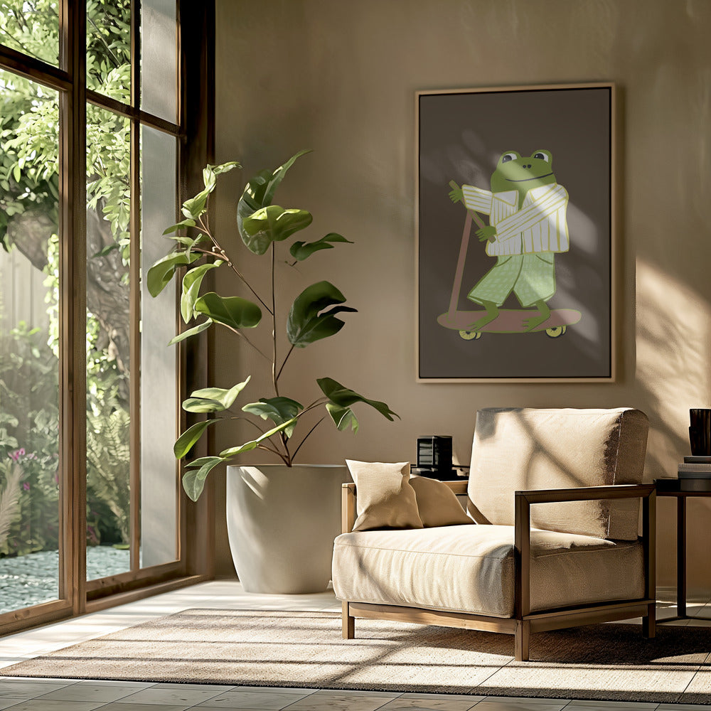 Frog on scooter | Poster