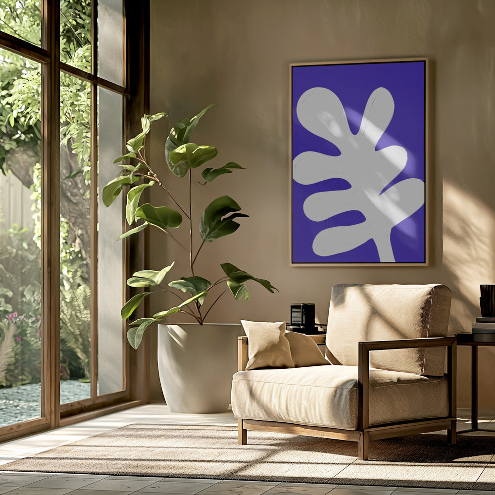 Leaf on Blue Canvas | Poster