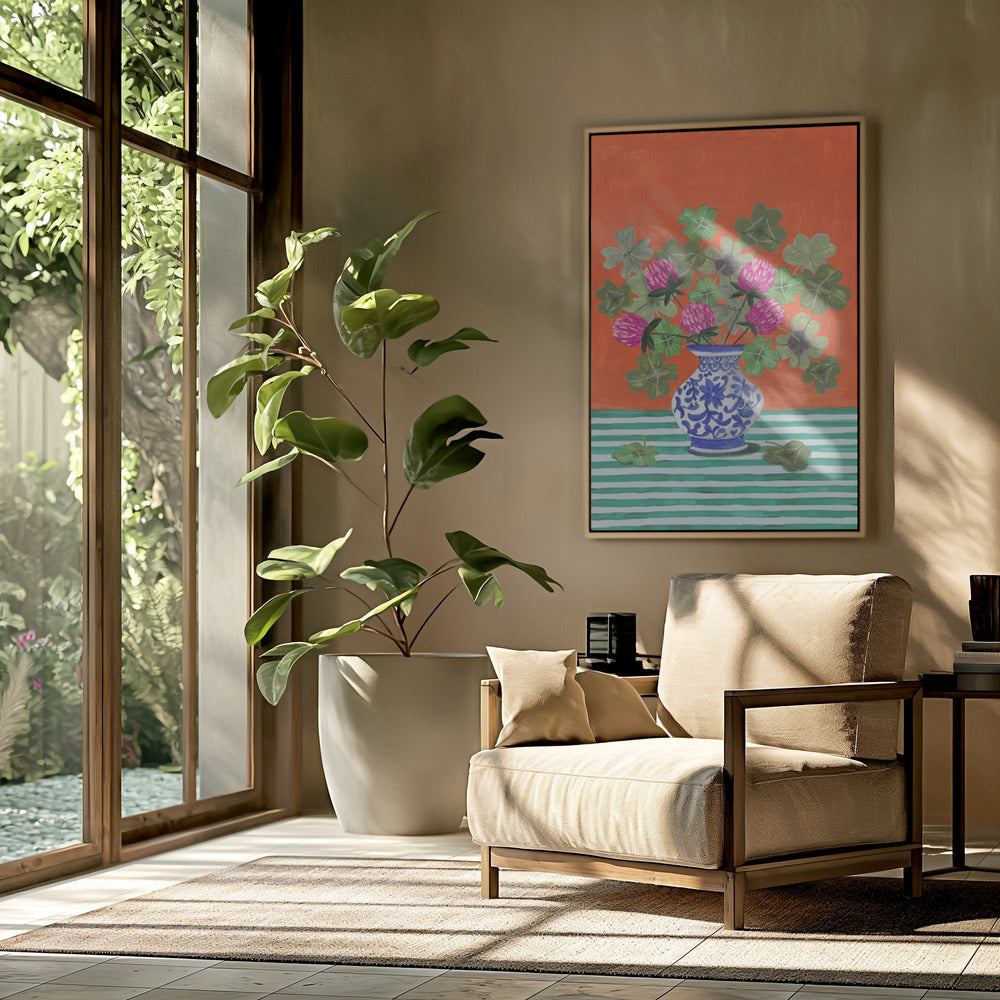 Clovers and Pink Blossoms | Poster