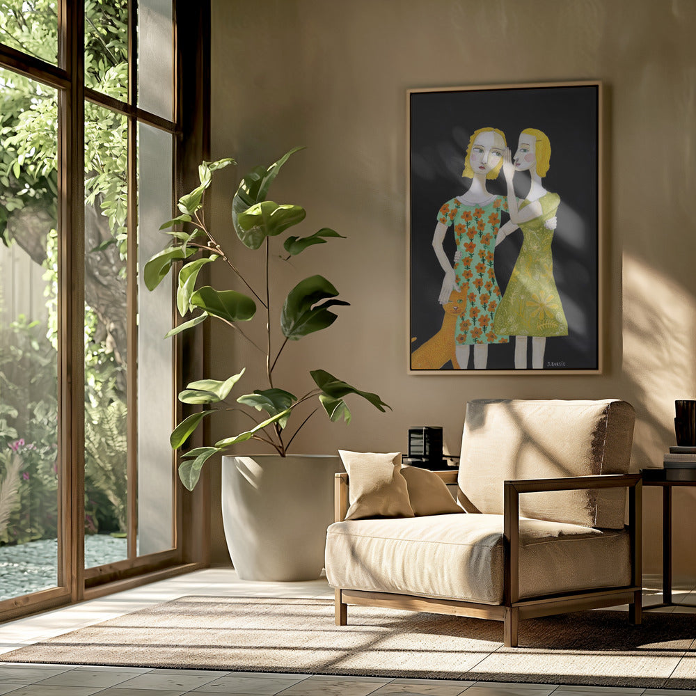 Best friends with their ginger cat | Poster