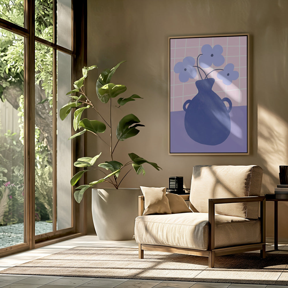 Minimalist Vase with Blue Flowers | Poster
