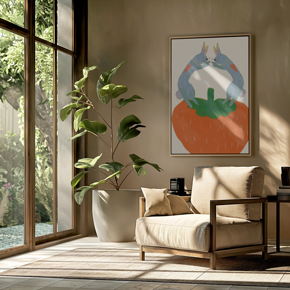 Rabbits on Strawberry | Poster