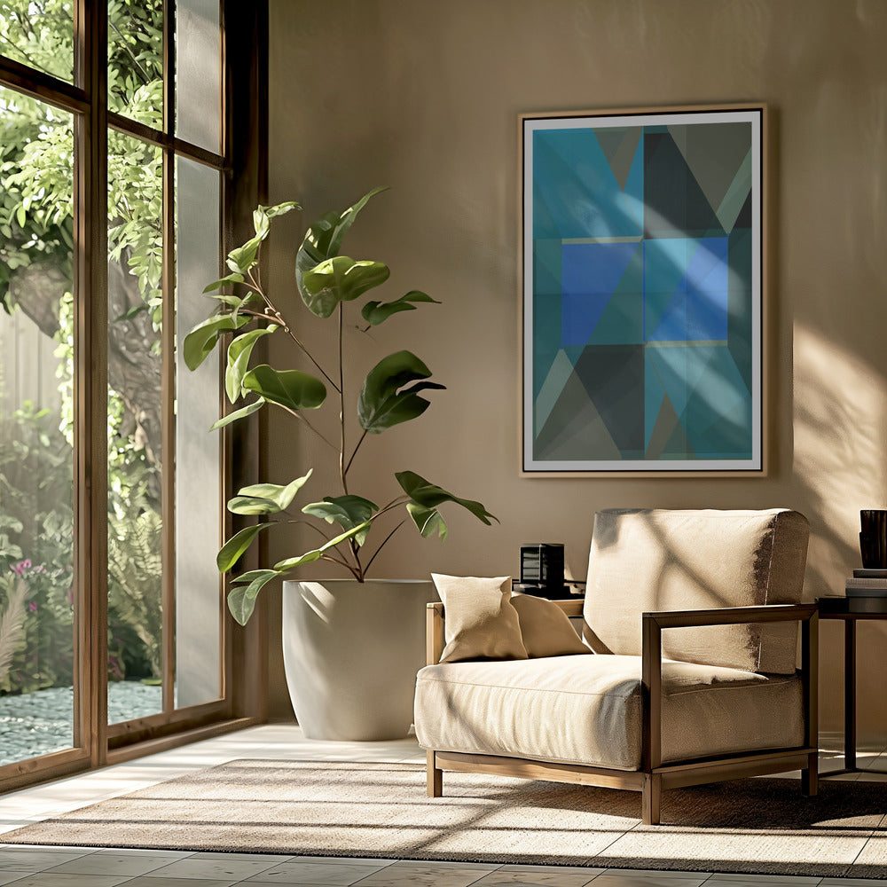 Overlapping Blue And Green Translucent Shapes | Poster