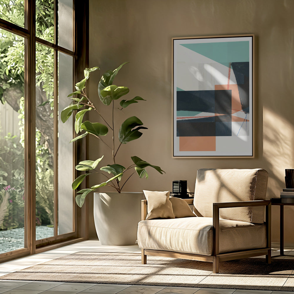 Geometric Shapes In Muted Teal | Poster