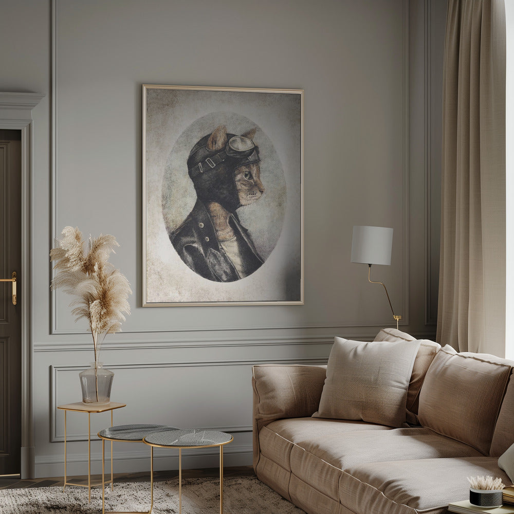 Stylish Cat Wearing A Leather Jacket | Poster