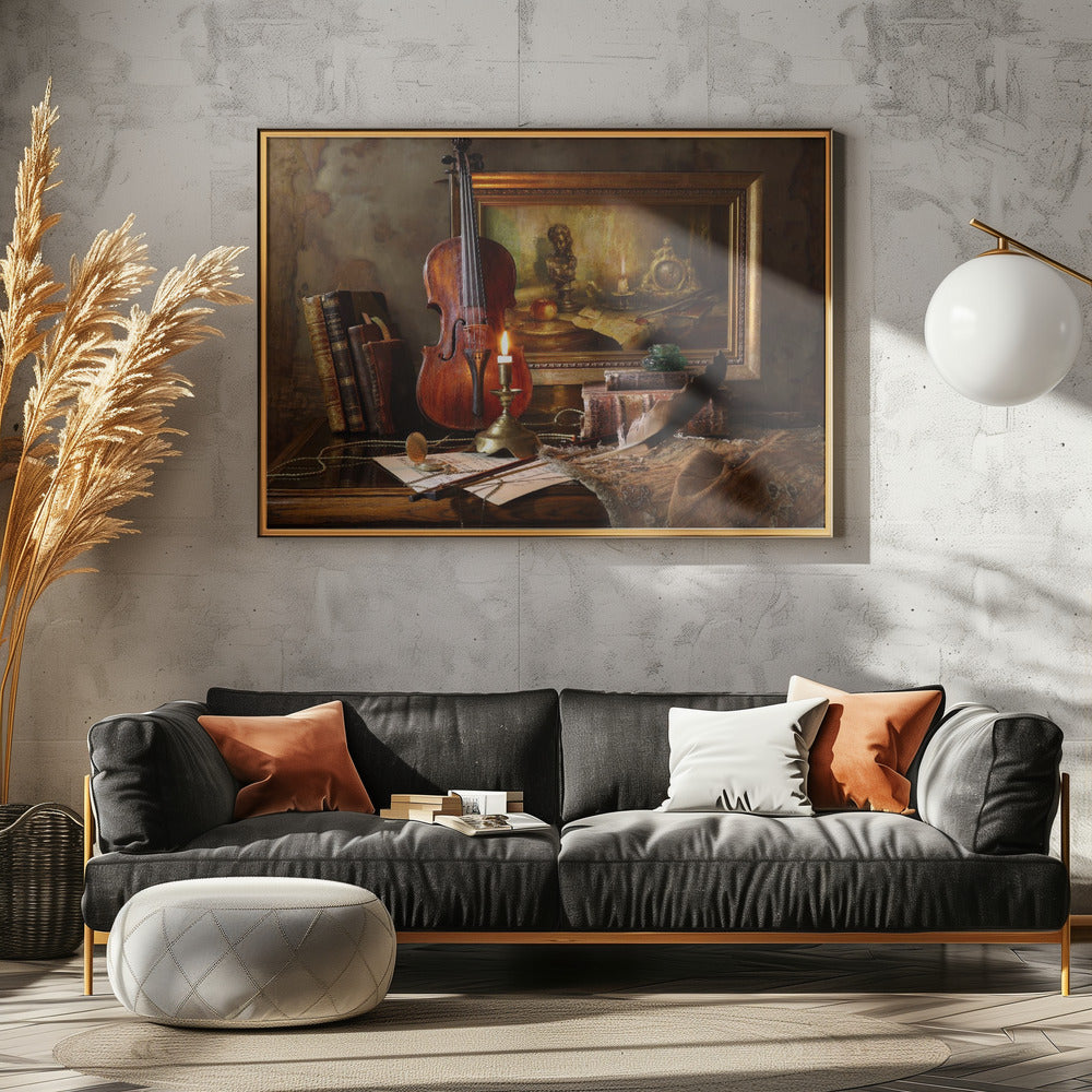 Still life with violin and painting | Canvas
