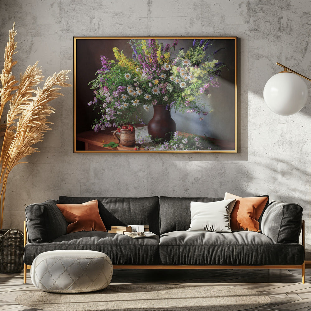 Still life with wildflowers and berries | Poster