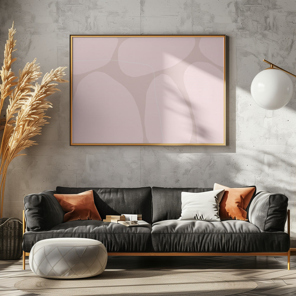 Pink Organic Shapes And Thin White Lines | Canvas