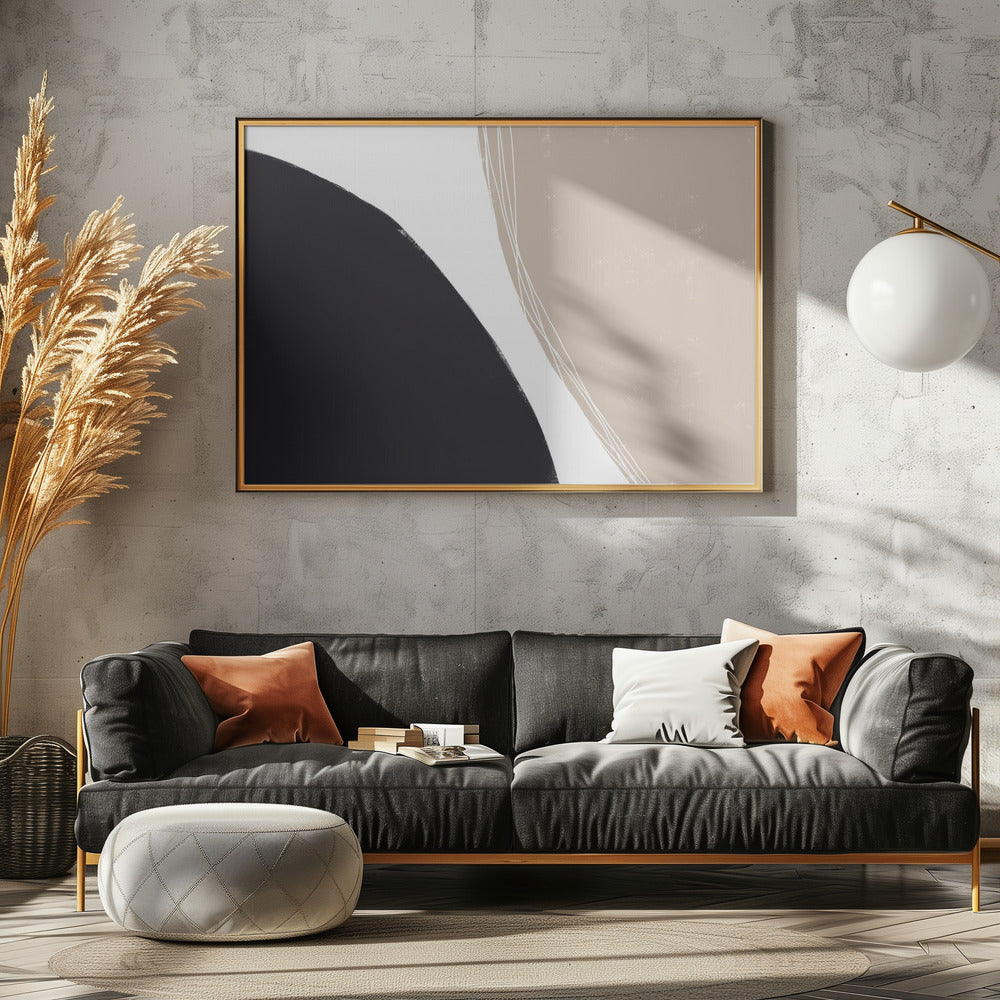 Black And Beige Organic Shapes | Canvas