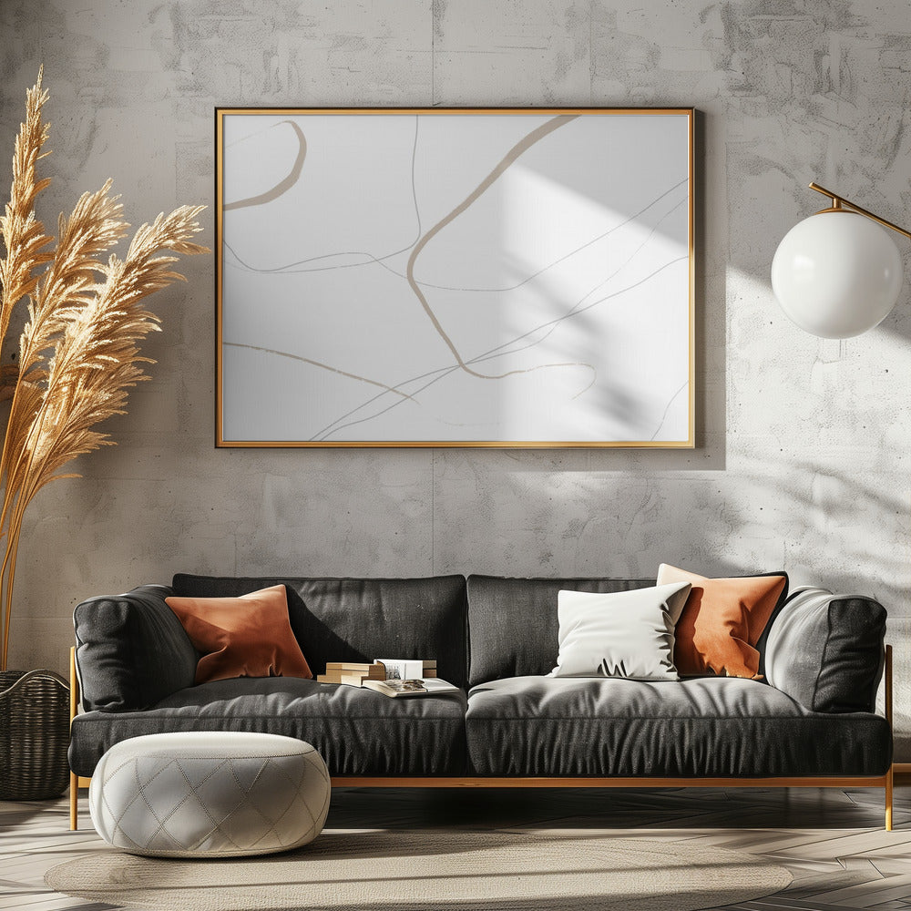 Beige And Gray Lines On A White Background | Poster