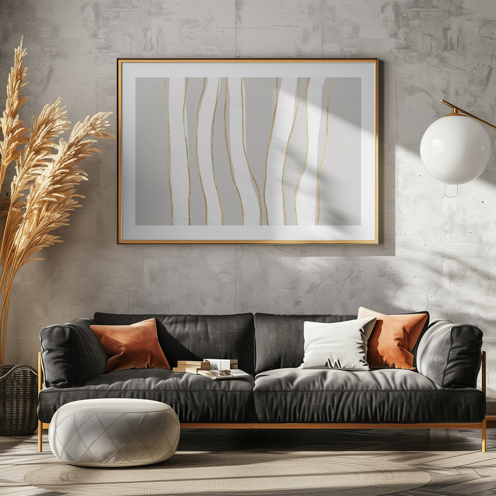 Gold And White Golden Waves | Canvas