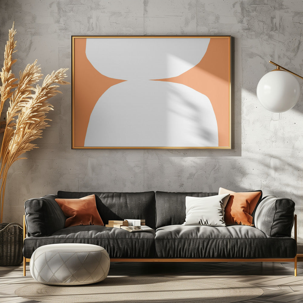 Geometric White Shapes On An Orange Background | Canvas