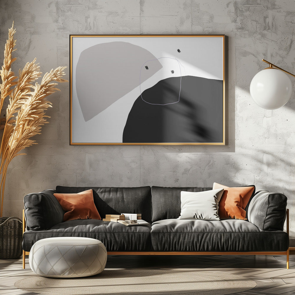 Monochrome Black and Gray Shapes | Canvas