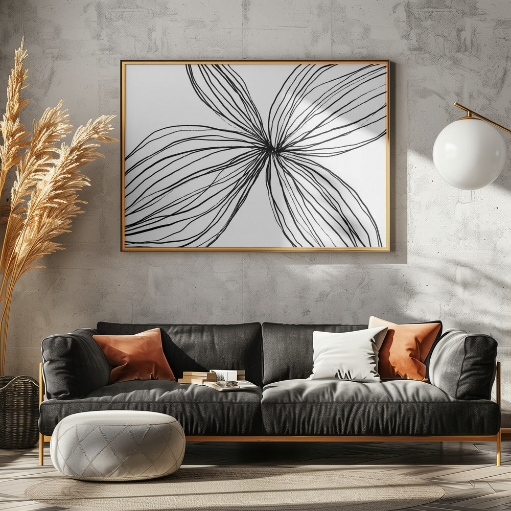 Elegant Black and White Petals | Poster