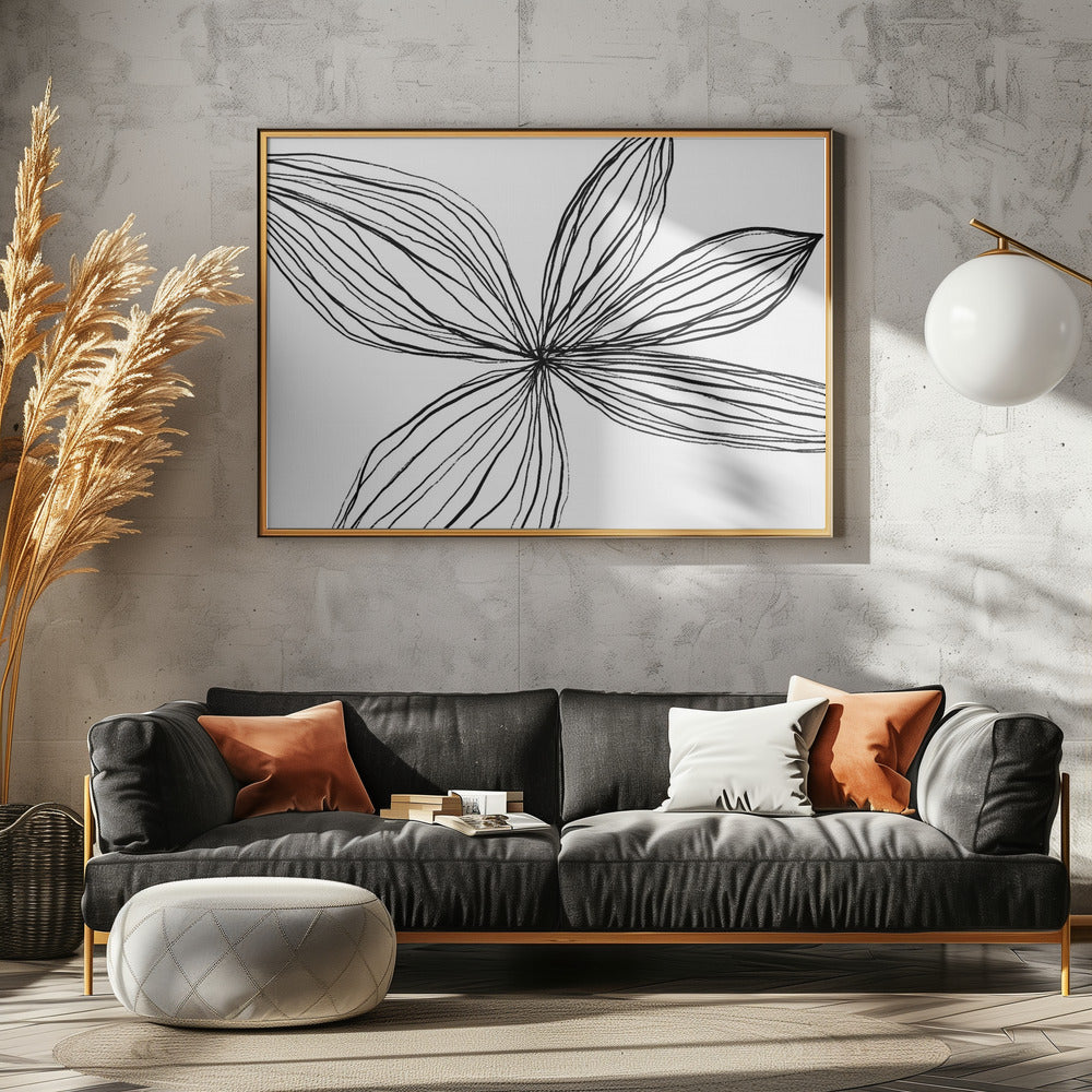 Minimalist Black and White Petals | Canvas