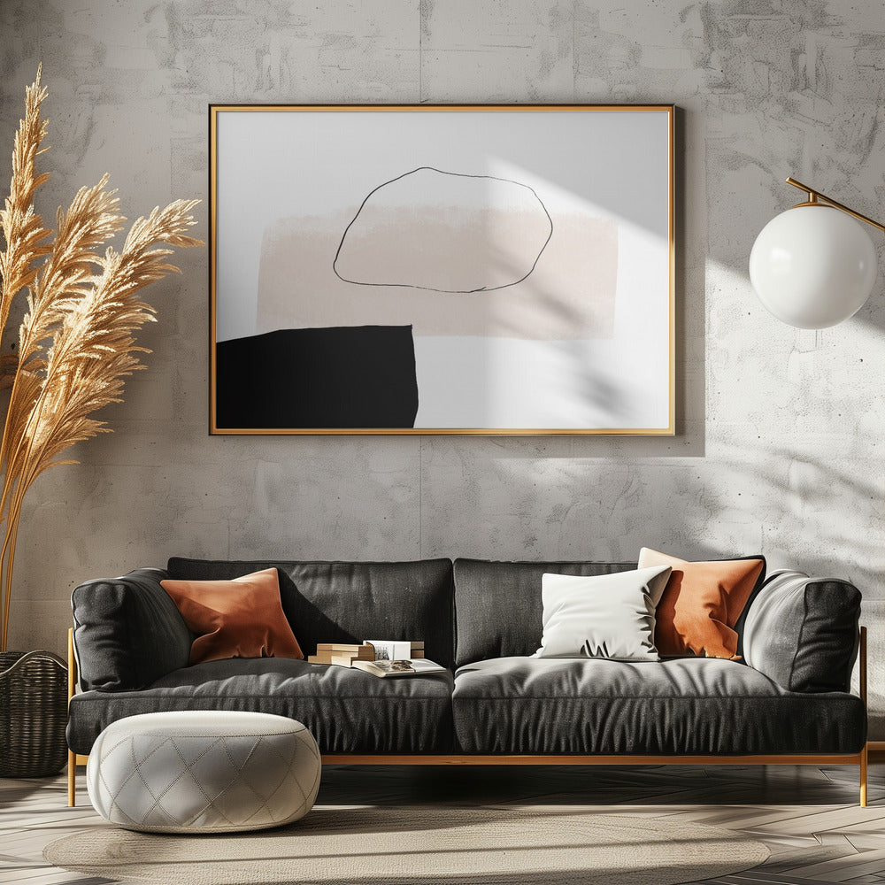 Beige Shape and Black Block | Canvas