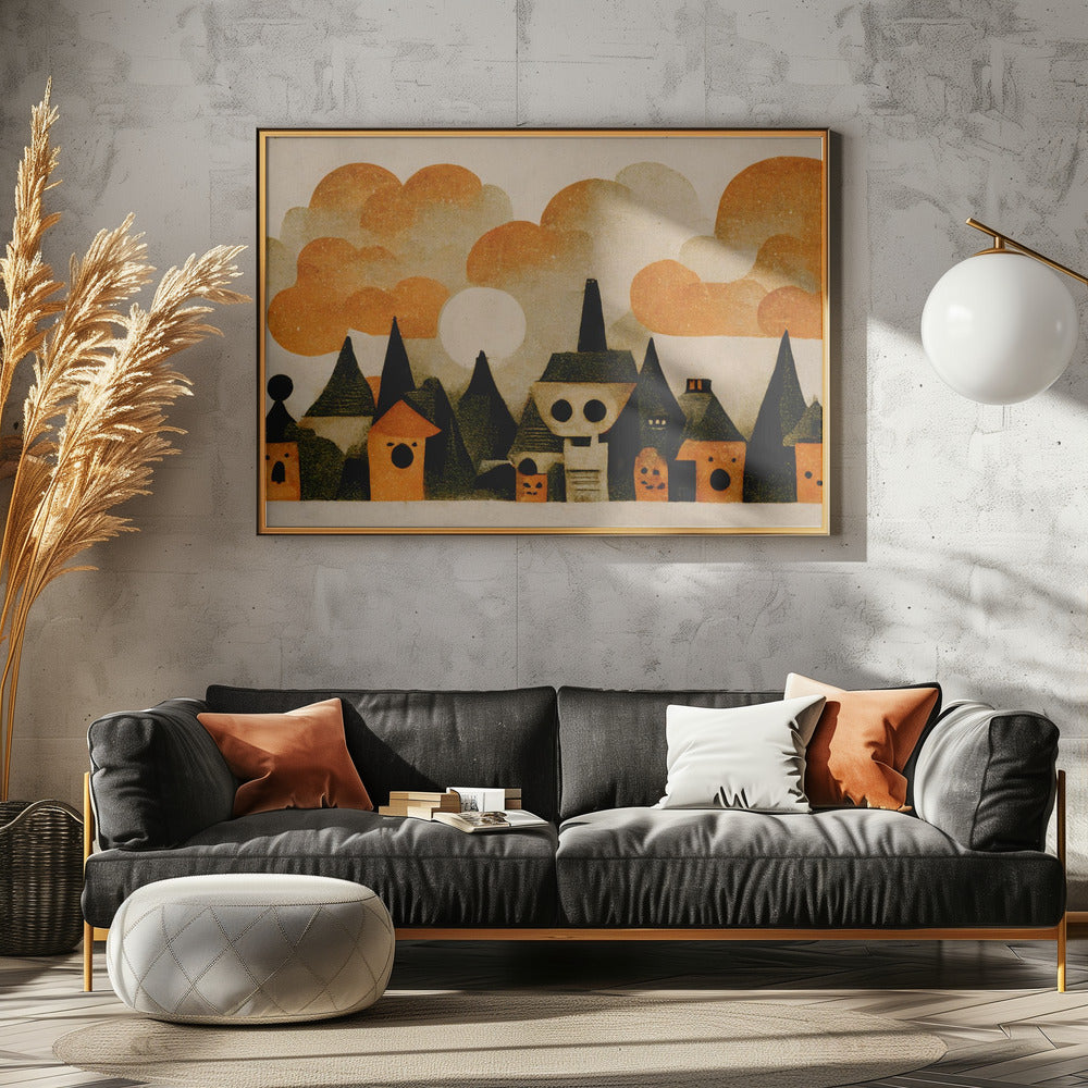 Spooky Village View | Canvas