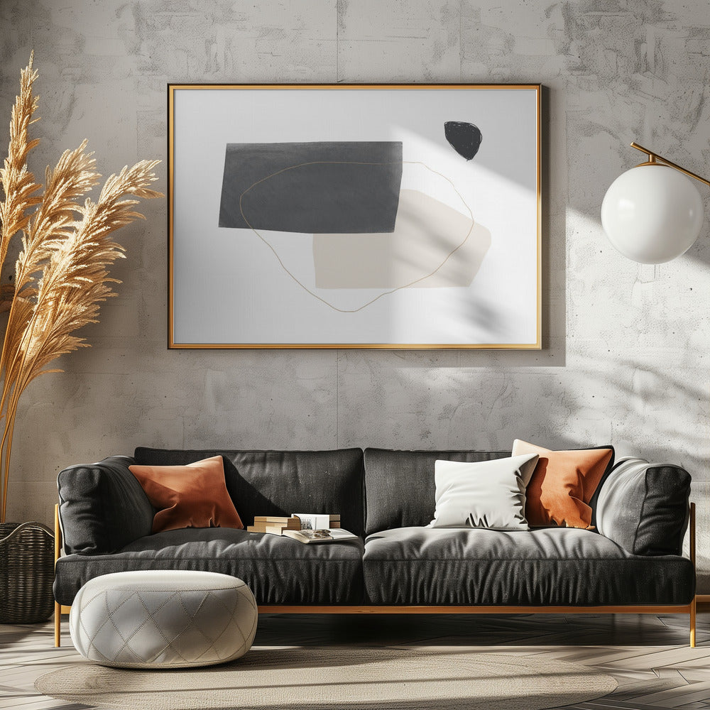 Geometric Shapes in Black Gray and Beige | Poster