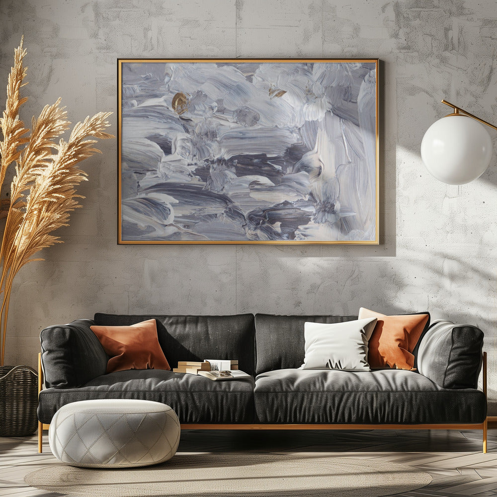 Dynamic Brushstrokes in Shades of Gray and White | Canvas