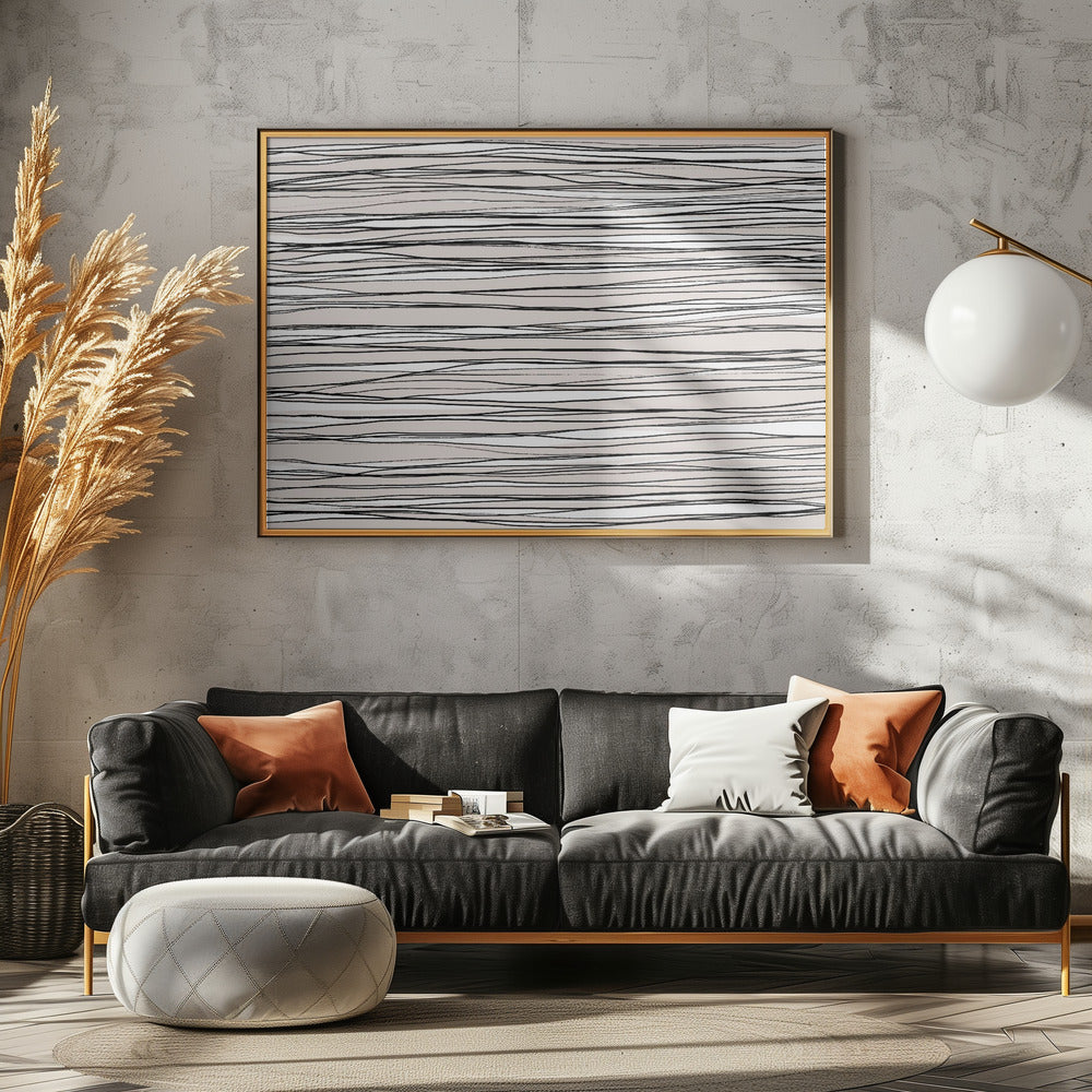 Black on Beige Lines | Canvas